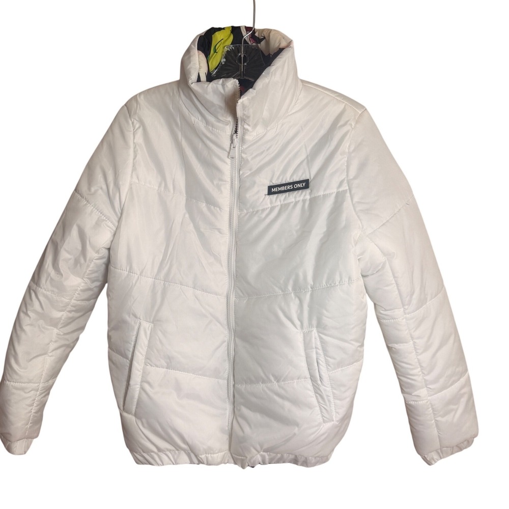 Members Only Rugrats Reversible Puffer Jacket Mens Med White Nickelodeon 90s - Picture 2 of 11